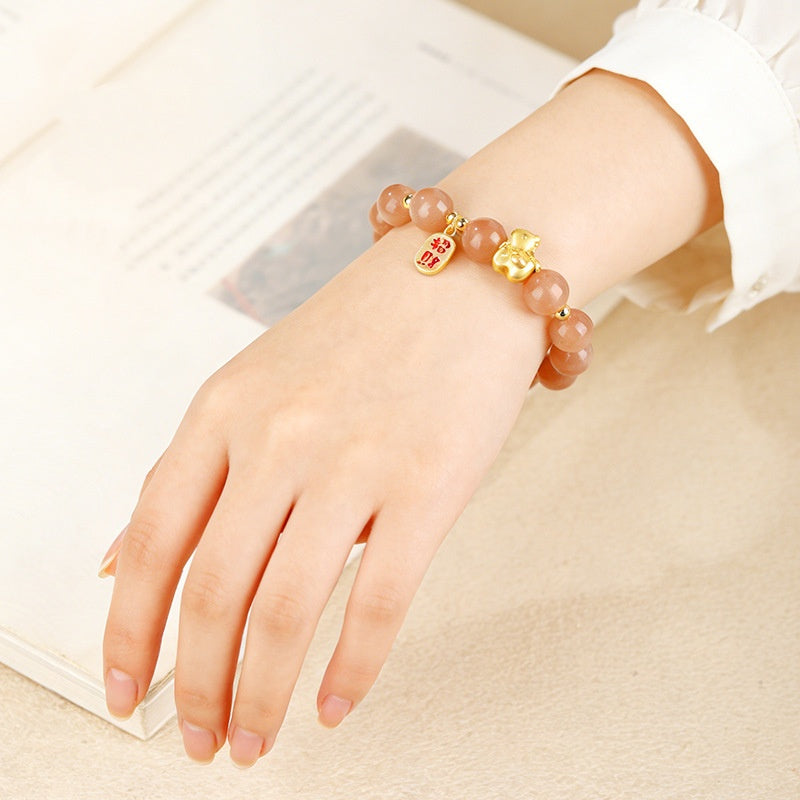 Sunstone "Year of the Horse" Good Fortune Bracelet – 18K Gold Vermeil & Natural Vitality