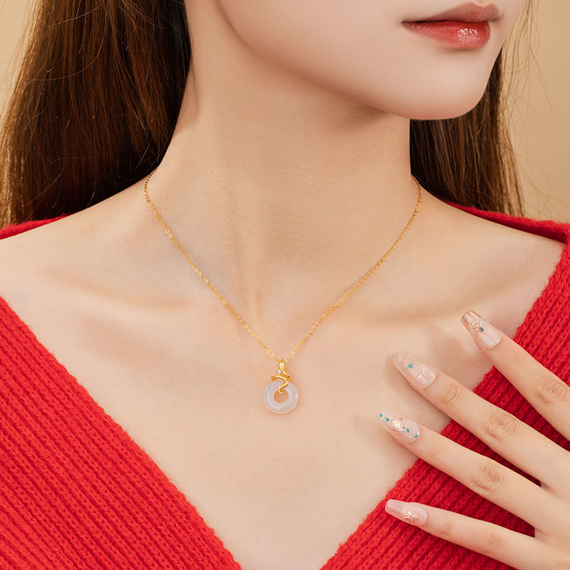 Snake Chalcedony Peace Disc Necklace-Blessings & Renewal