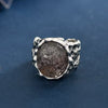 Black Ghost Crystal Classic Wide Band Silver Ring-Stress Relief and Emotional Balance