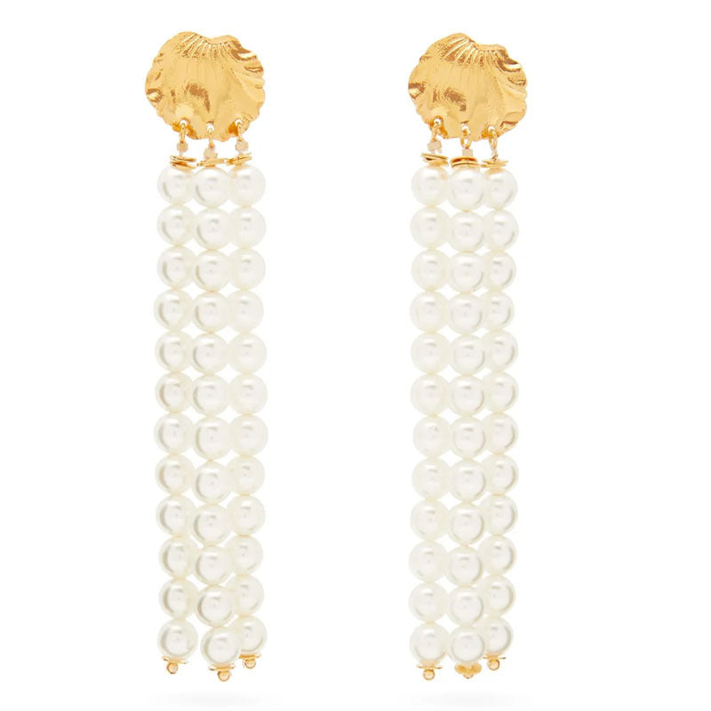 Natural Pearl Plum Flower Earrings