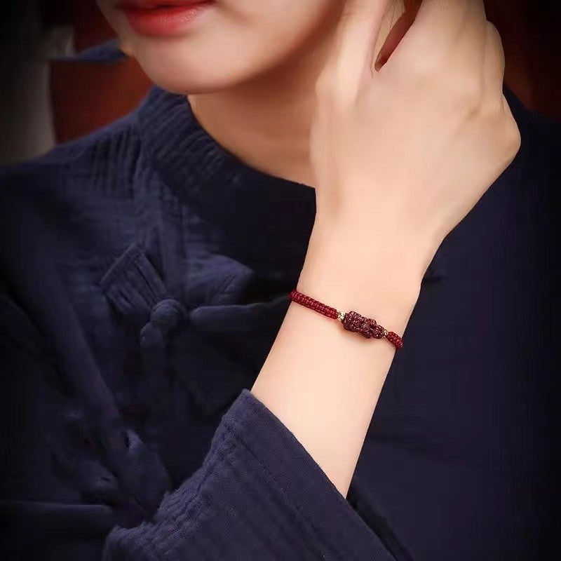 Cinnabar Pixiu Red String Bracelet-Attract Luck