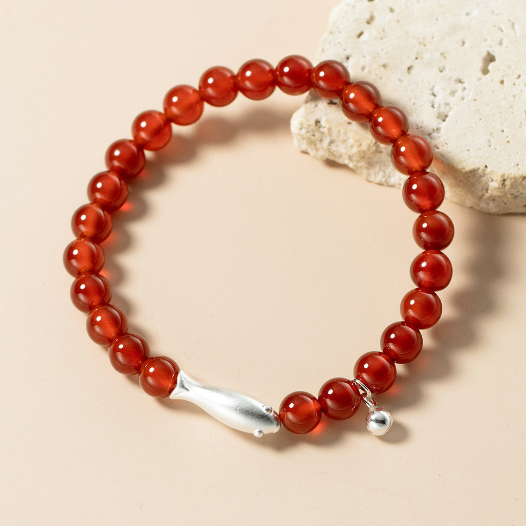 Keep Moving Forward-Koi Fish Red Agate Bracelet with S990 Silver