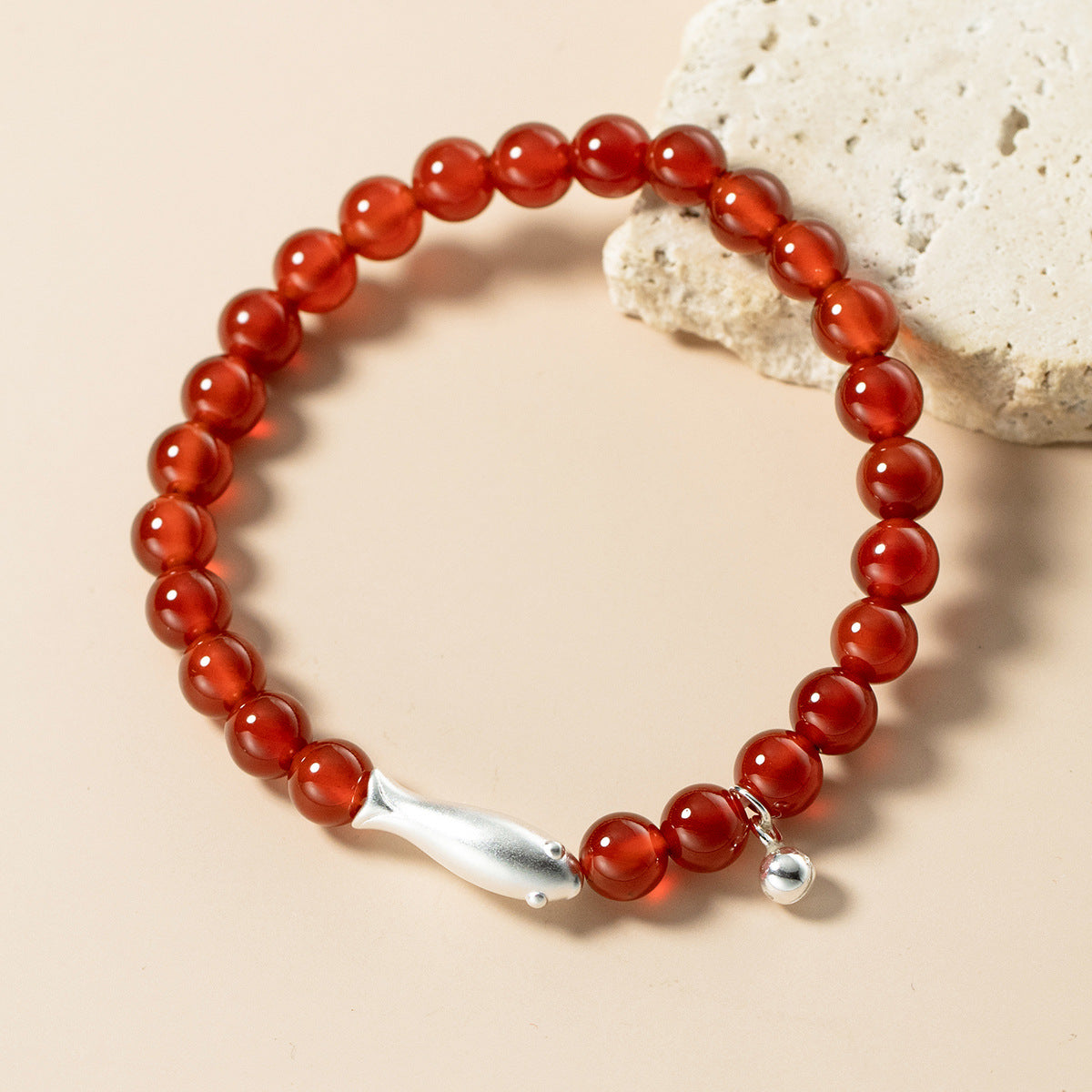 Keep Moving Forward-Koi Fish Red Agate Bracelet with S990 Silver