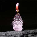 Pink Glaze Fox God Huxian Protection Amulet Pendant