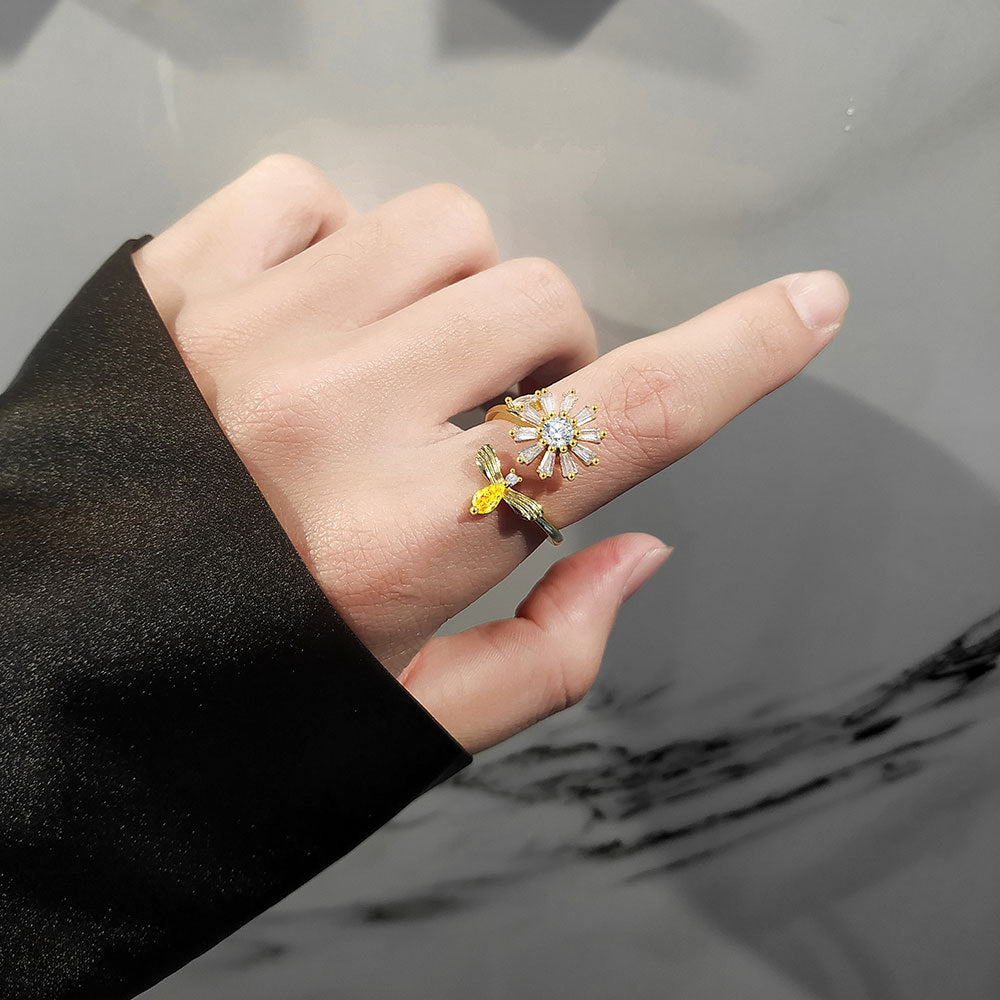 Sunflower Zircon Feng Shui Lucky Ring
