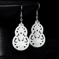 Wulu White Jadeite Wealth Earrings-Inner Peace