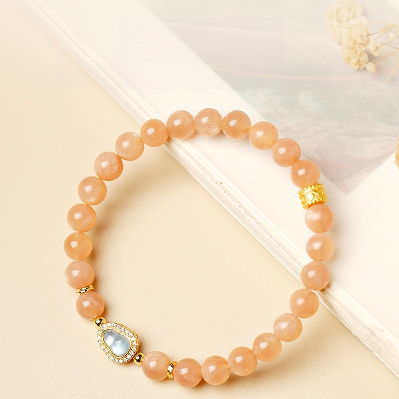 Ice Jade Gourd Sunstone Bracelet-Welcome Good Fortune