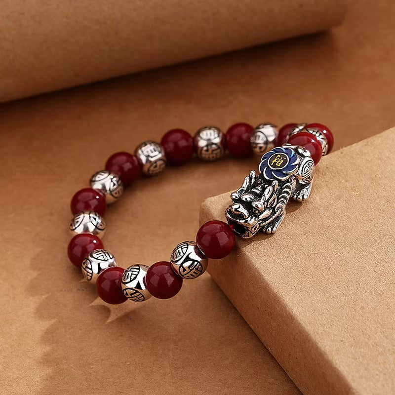 Cinnabar Bead Pixiu Bracelet–Wealth & Protection