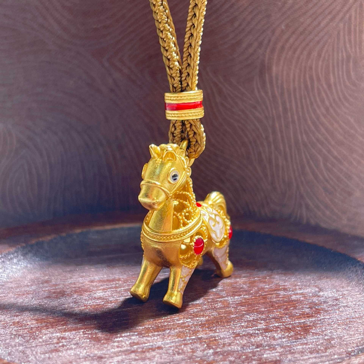 Openwork Enamel Horse Cord Necklace-A Spirited Step