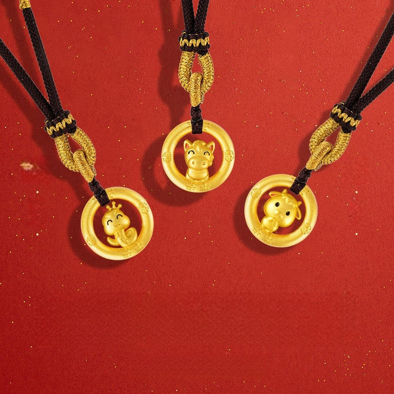 Twelve Gold Zodiac Peace-Guard Amulet Necklace Series