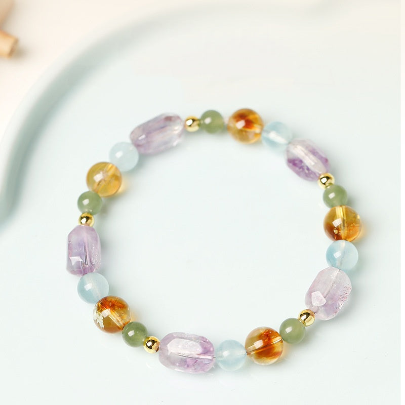 Citrine Amethyst Multi-Gemstone Bracelet-Balanced Light