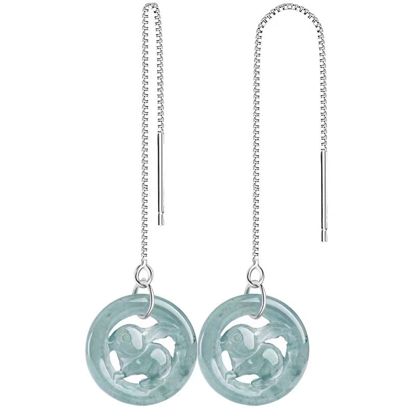 Fengshui Rabbit Jade Earrings-Attract Luck