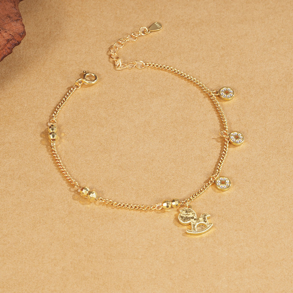 Fortune Gallop Golden Bracelet–Lucky Horse of Wealth 2026 Year of the Horse Edition Necklace