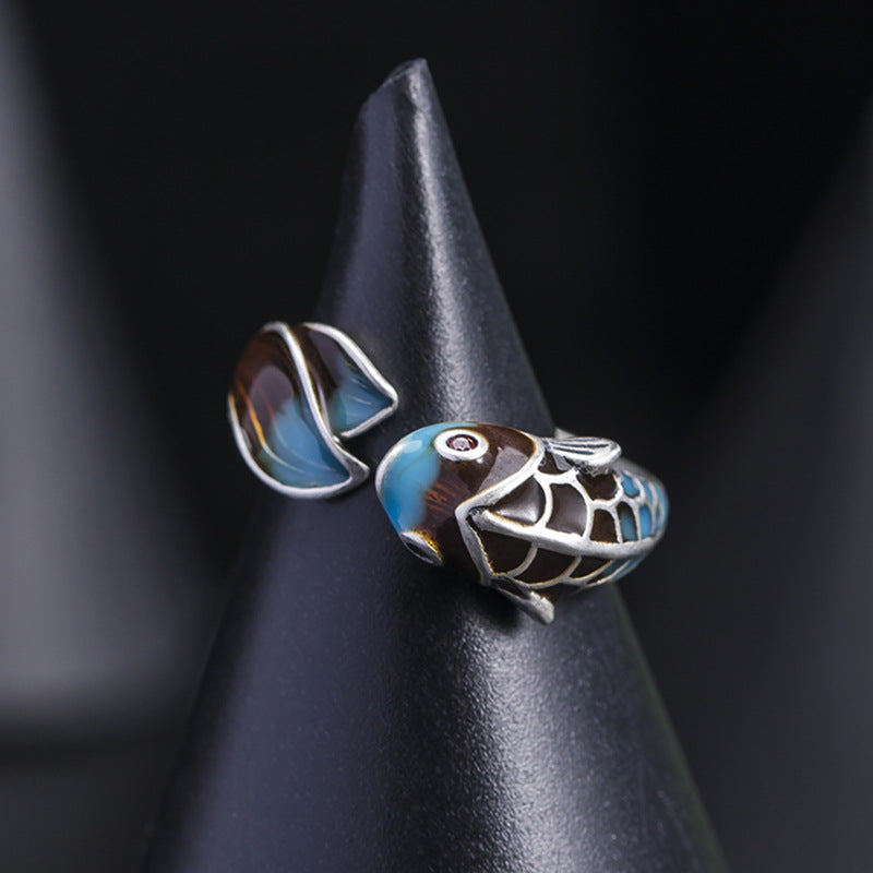 Feng Shui Koi-Fisch Wohlstands-Silberring
