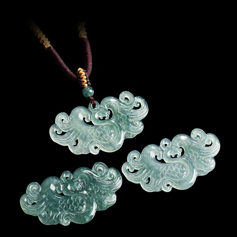 Ice Jade Phoenix Hand-Carved Pendant-Protection and Prosperity