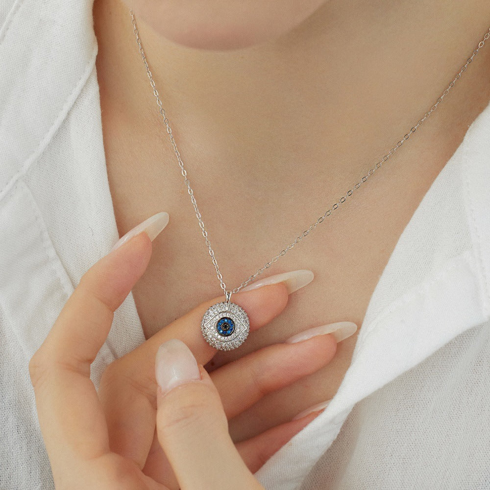 Diamond Studded Evil Eye Protection Pendant Necklace