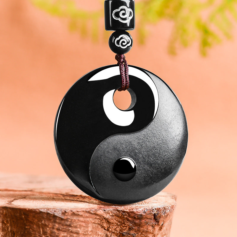 Natural Black Jade Yin Yang Tai Chi Pendant-Balance Protection