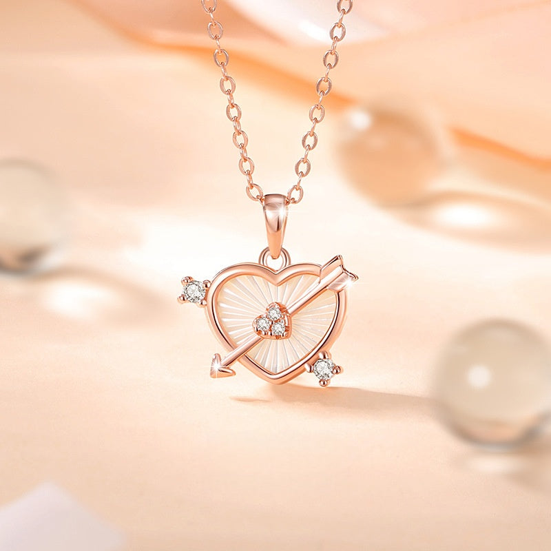 Heart & Arrow Mother of Pearl Necklace-Love That Stays