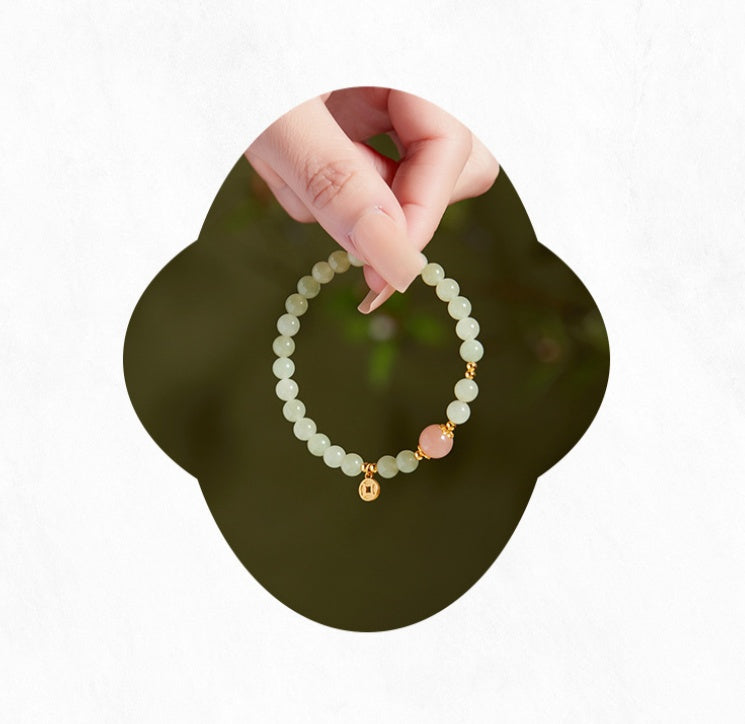 Luminous Grace-Nephrite Jade Orange Moonstone Bracelet