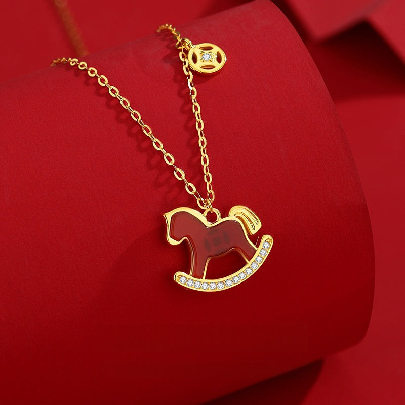Red Agate “Fortune Horse” Necklace – Ride into Prosperity 2026 Limited Edition “Wealth Arrives Swiftly”