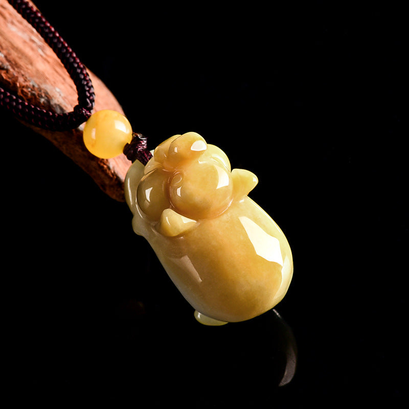Fortune Blessing Golden Pig Jade Pendant Necklace– Symbol of Abundance & Joy