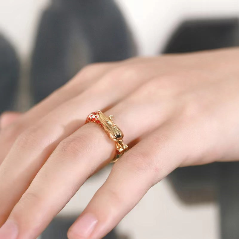 Dragon Phoenix Gold Couple Ring-Wealth and Prosperity