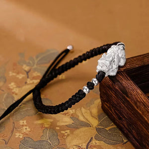 999 Pure Silver Pixiu Wealth String Bracelet-Attract Luck