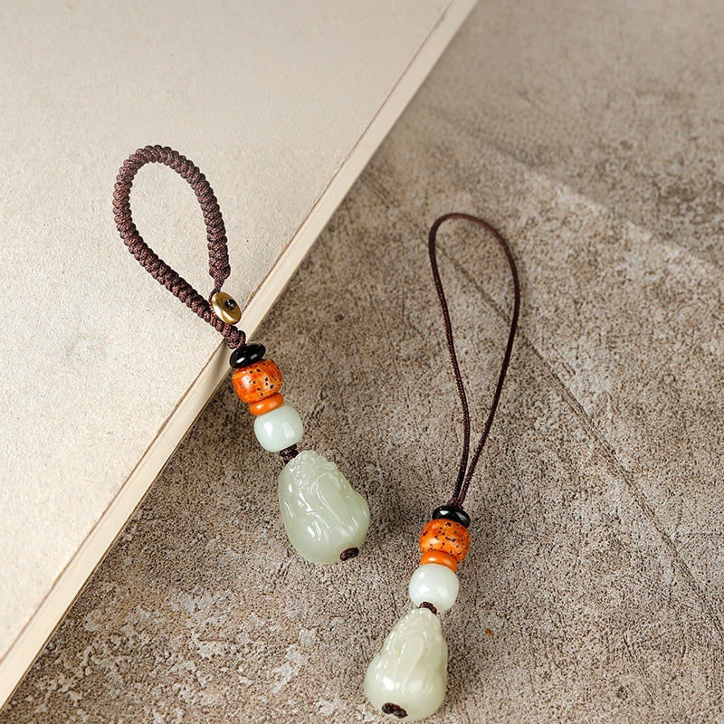 Hetian Jade Pixiu Phone Charm & Auto Keychain-Fortune Close at Hand