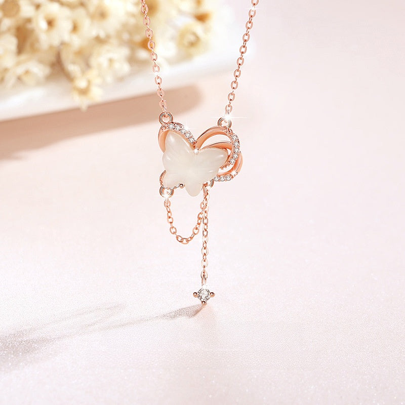 Butterfly Nephrite Jade Pendant Necklace-Graceful Transformation