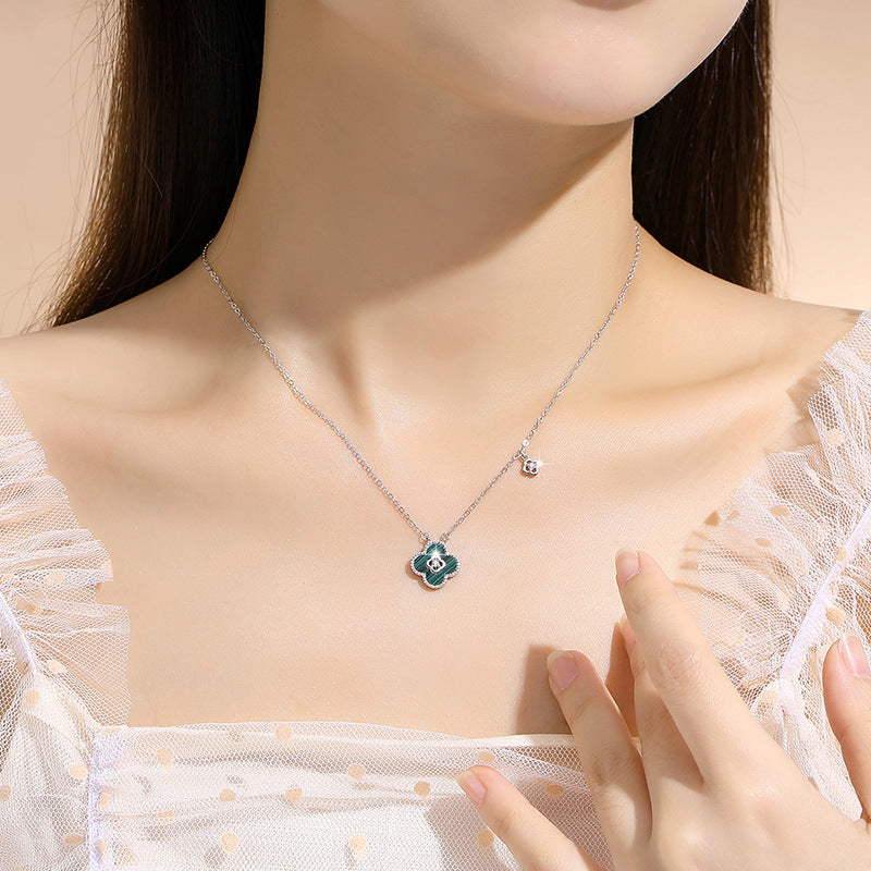 Clover Malachite S925 Silver Pendant Necklace-Fortunate Encounter