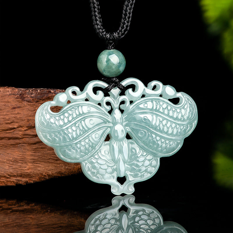 Serene Transformation Butterfly Jade Pendant-Whispers of the Azure Wing: A Soul’s Metamorphosis