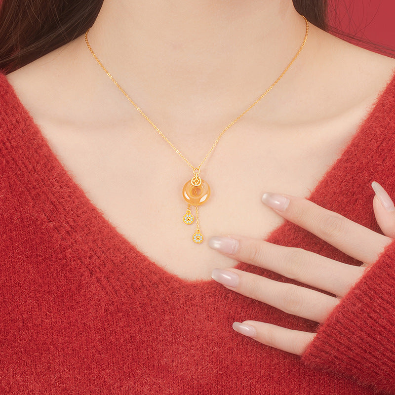 Coin Red Agate Necklace-Lasting Peace and Prosperity