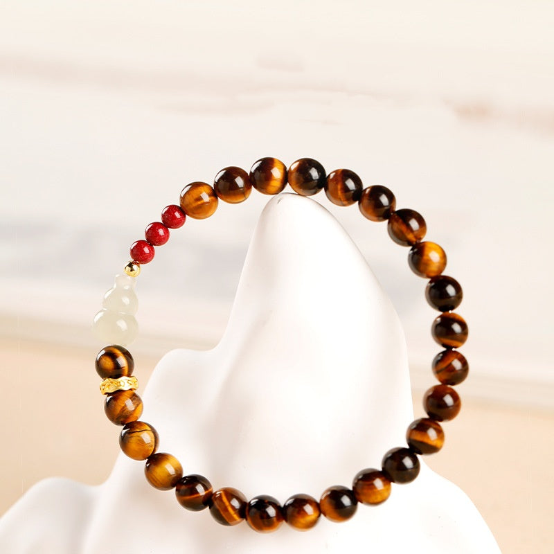Tiger Eye & Jade Gourd Protection Bracelet – Calm Energy & Good Fortune Charm