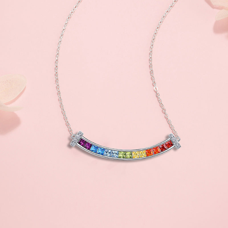 Rainbow Smile Silver Necklace-A Little Everyday Joy