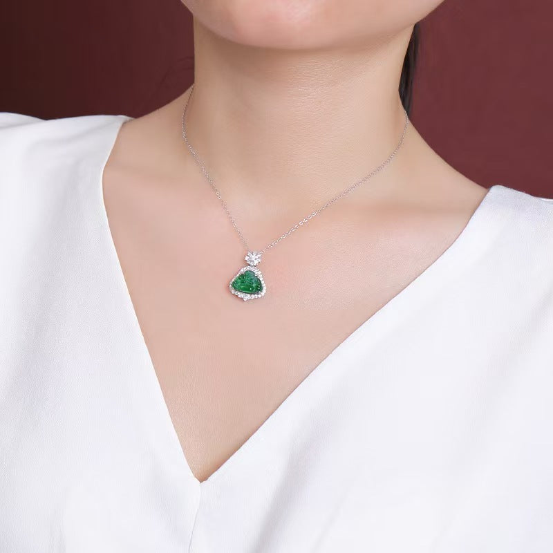 Maitreya Buddha Ice Jade Pendant-Good Fortune and Prosperity