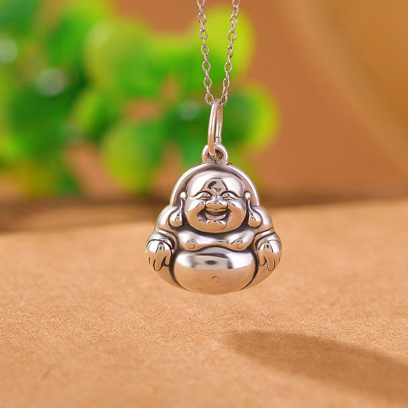 999 Silver Laughing Buddha Necklace-Divine Mind