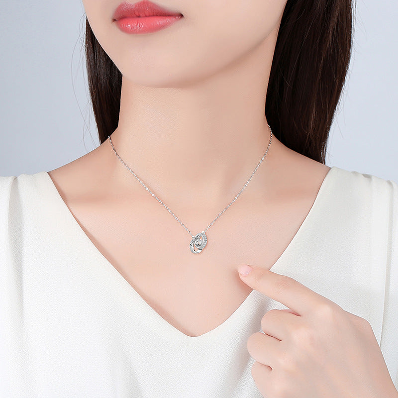 Interlocking Rings Fine Silver Necklace-Love Without End
