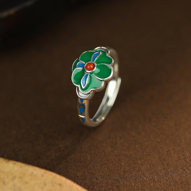 Quiet Renewal-Lotus Leaf Red Agate Ring