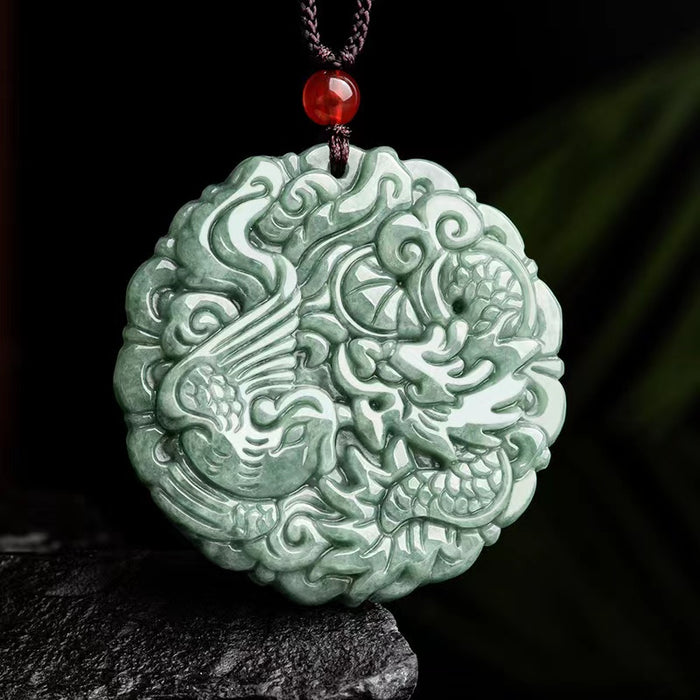 Yin-Yang Balance-Dragon and Phoenix Jade Pendant