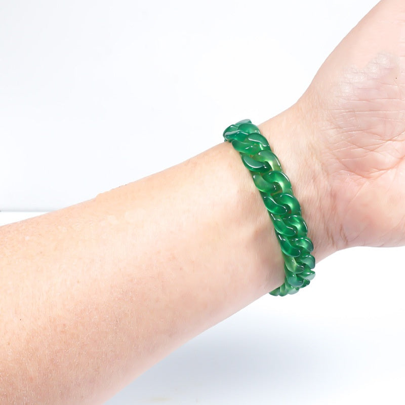 Modular Agate Cuban Link-The Verdant Flow