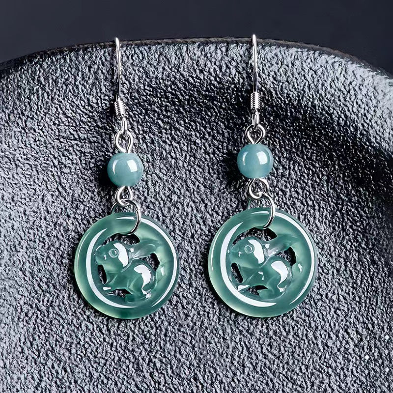 Rabbit Jade Earrings-Attract Luck