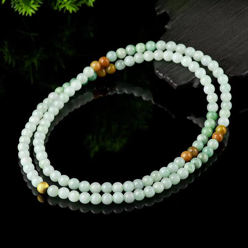Natural Jade Mala Wrap Necklace-Peace & Prosperity Protection