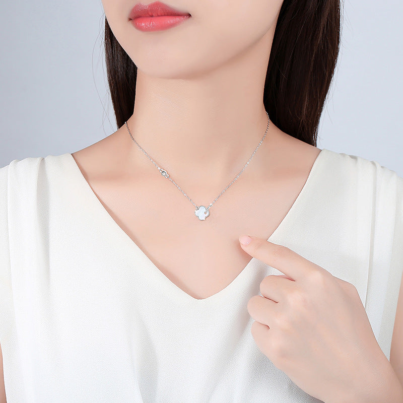 Four Leaf Clover Mother of Pearl Necklace-A Lucky Encounter