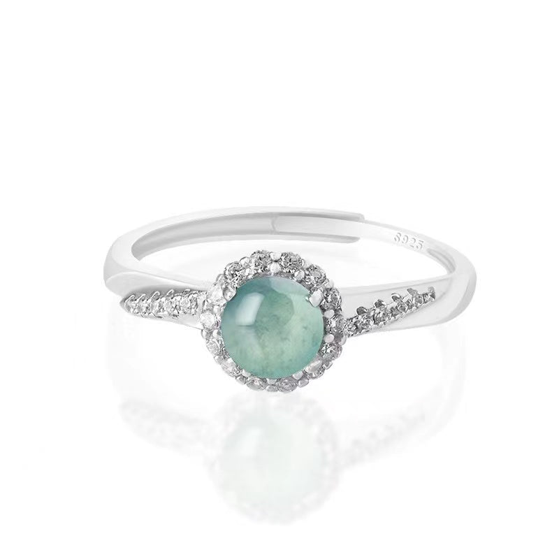 Ice Jade Wealth Silver Ring(Adjustable)