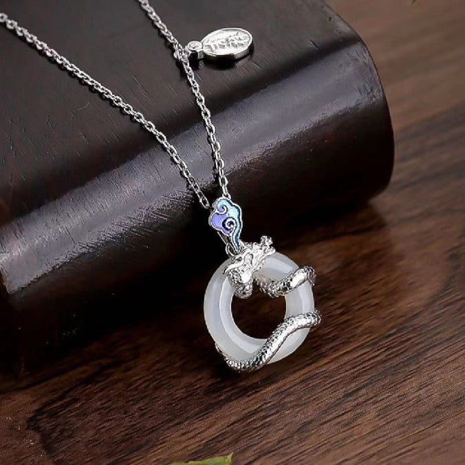 Dragon White Jade Necklace-Fortune Prosperity
