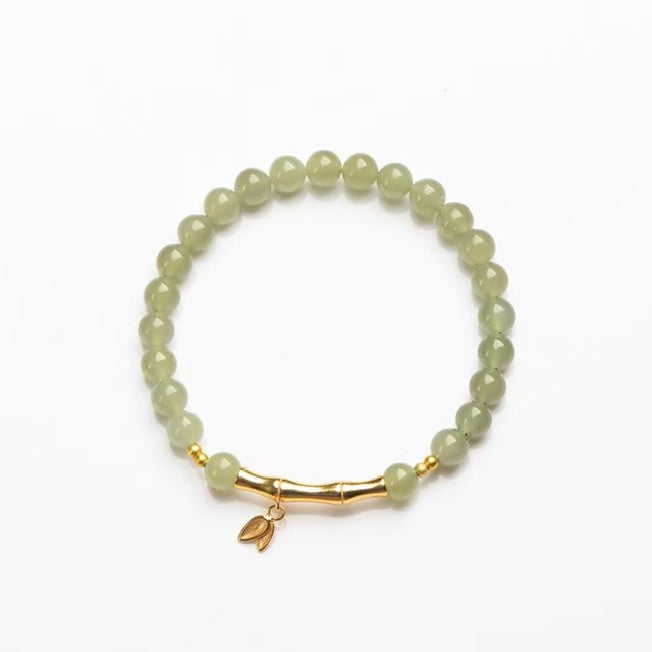 Wealth Bamboo Jade Beads Bracelet-Prosperity Luck