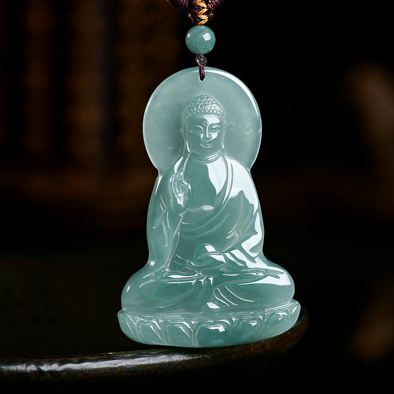 Infinite Light: Amitabha Buddha Jade Pendant-Peace, Compassion & Safe Journey
