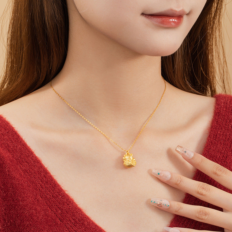 Prosperity and Fulfillment-Golden Lucky Cat Necklace