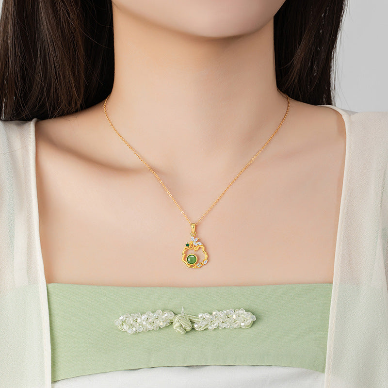Floral Nephrite Jade Necklace-Beauty & Wholeness