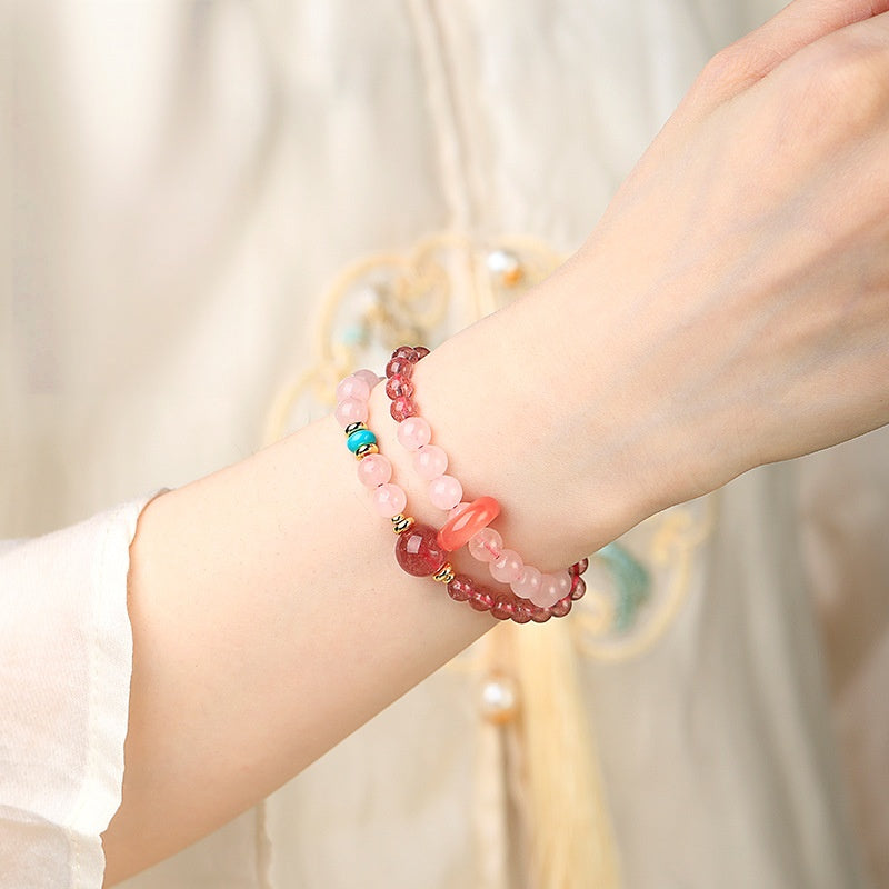 Rose Quartz Double-Wrap Fortune Bead Bracelet-Gentle Renewal